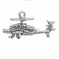 thumbnail image 1 of Sterling Silver 20" 1.2mm Box Chain 3D Apache Helicopter Gunship Pendant Necklace, 1 of 2