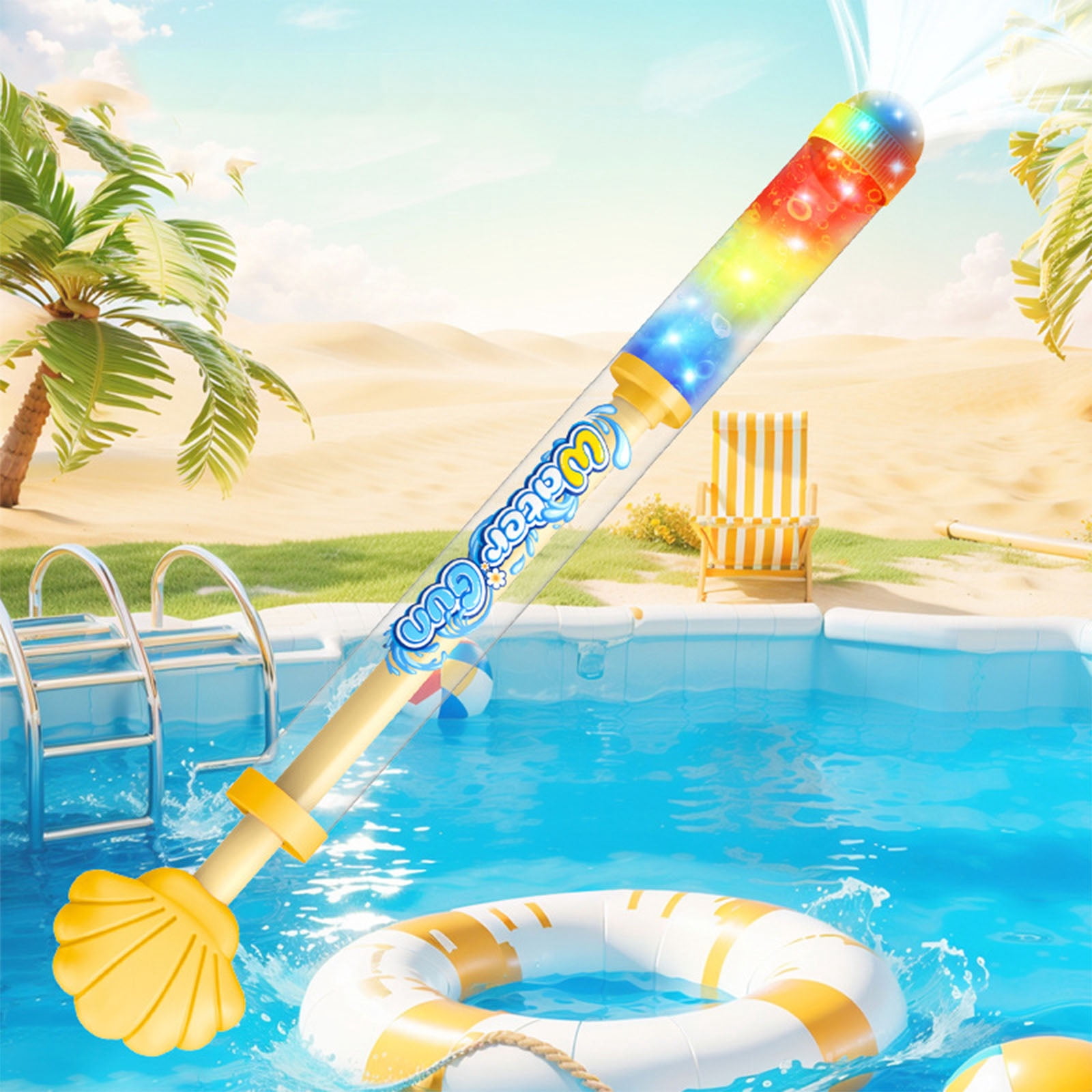 Glowing Rainbow LED Water Blaster, Summer Fun That Pops Like Magic, Creative Squirt Water Blaster, Firework Spray Water Soaker for Pool Party Outdoor Summer Water Games