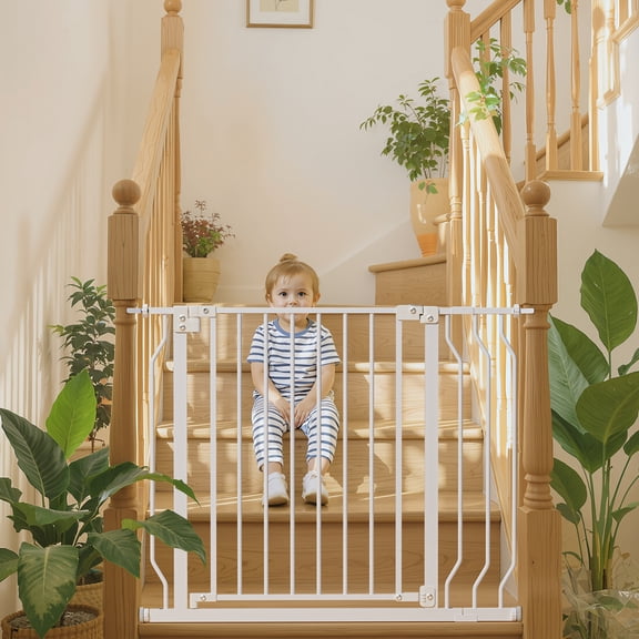 (2 pack) Mutak Pressure Mounted Baby Gates for Doorways,-Drill, With Door, 29.5-40.6"