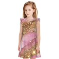 Girls Nightgowns Pink and Gold Glam Glitter Short Sleeves Dress Girls