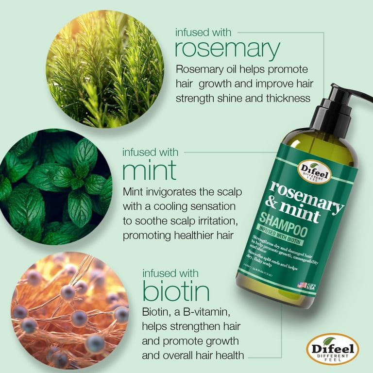 Difeel Rosemary and Mint Hair Strengthening Shampoo with Biotin