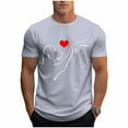 thumbnail image 2 of Yaoyar Men Valentine's Day Sketch Dog Love Print T-Shirt Round Neck Short Sleeve Top Stylish Casual Lapel Long Sleeve Down Shirts Mens Vacation, 2 of 6