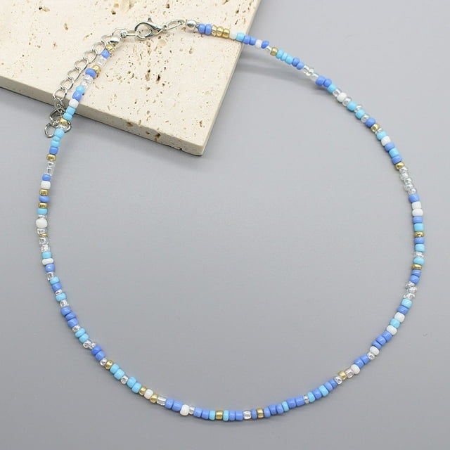 Collier Ras du Cou Simple Perles de Graines Femmes Charme Mode Coréenne Chaîne Col Boho Fait Main Bijou Cadeau