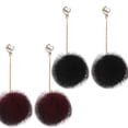 thumbnail image 4 of 1 Pair Lovely Long Drop Earrings Women Fluffy Ball Dangle Ear Rings Simple Pearl Soft Ear Studs, 4 of 7