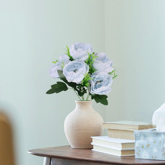 Twfbrm Peony Artificial Flowers, Realistic Silk Peonies Flower with Leaves & Stems, UV Resistant Real Touch Faux Plants Flowers Bouquet Vase Filler Spring Decoration for Indoor Outdoor Wedding