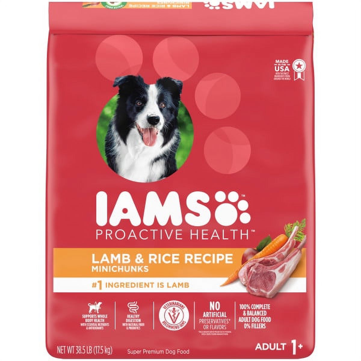 IAMS Minichunks Adult Dry Dog Food Lamb & Rice Recipe Dog Kibble, 38.5 lb. Bag - image 3 of 11