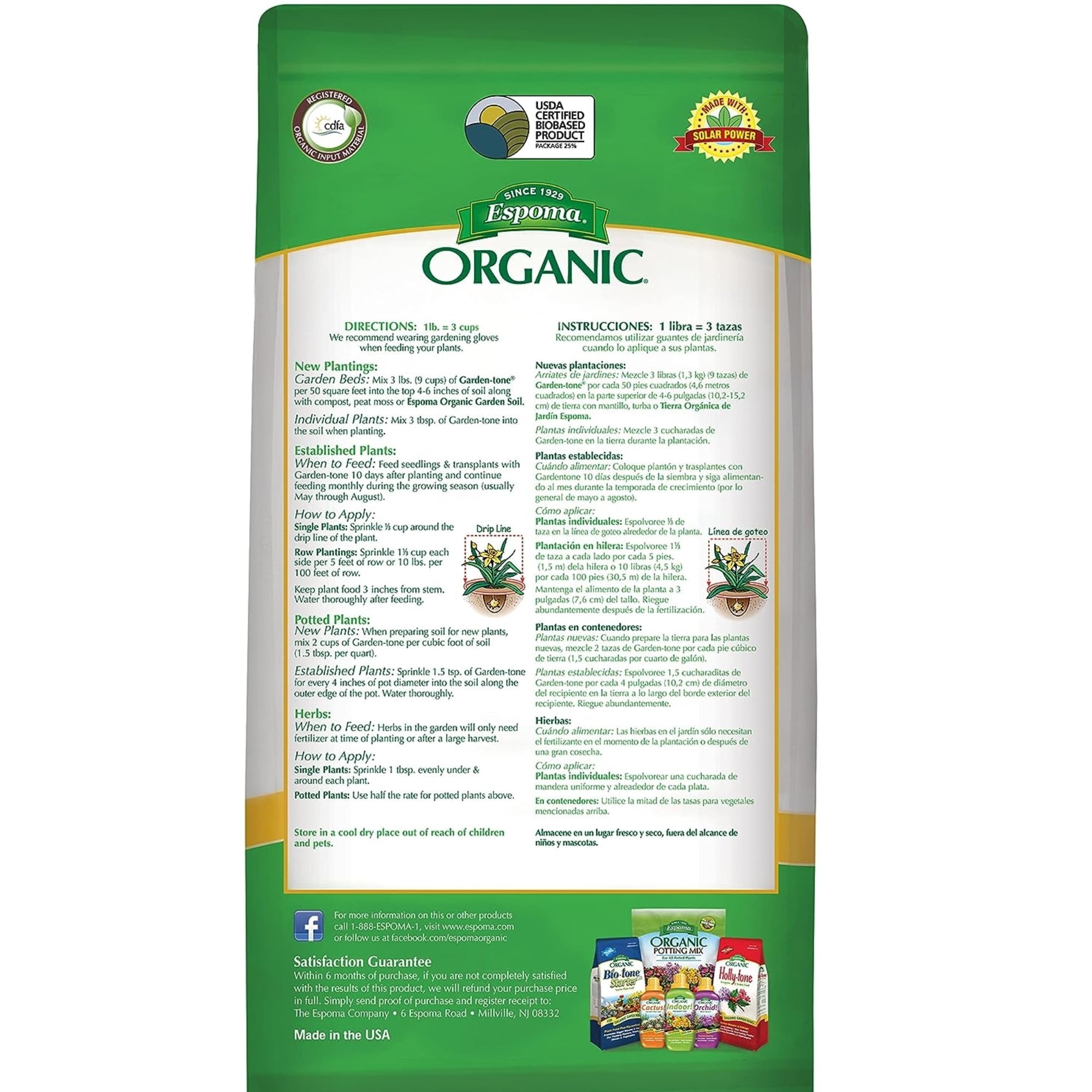 Espoma Garden-Tone Natural Plant Food 3-4-4 Granules - For Vegetables, Herbs - 4 lb 2-Pack — Outdoor & Indoor Plant Use, Easy Application