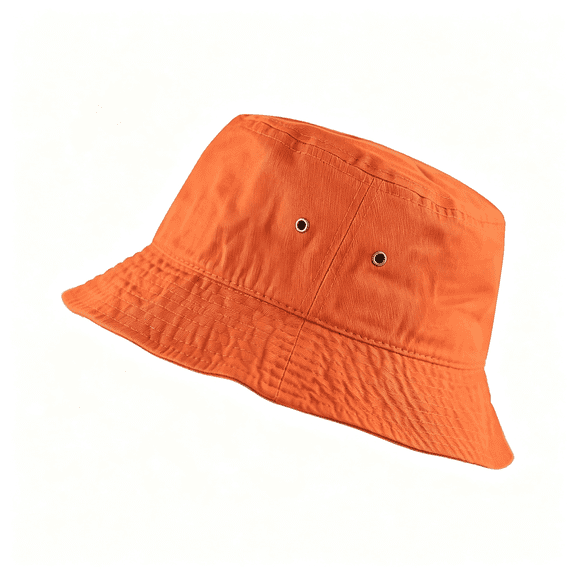 OQRKI Cotton Bucket Hat Packable Sun Hat – Unisex Summer Travel Beach Fisherman Hat for Men Women Outdoor Fishing Hiking Orange Bucket Hat
