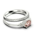 thumbnail image 2 of Gorgeous Art nouvea 1.90 Carat Oval Cut Morganite And Diamond Moissanite Engagement Ring, Dainty Morganite Wedding Ring, Bridal Rings Set in 925 Sterling Silver With 18k White Gold Plating, 2 of 3