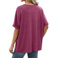 thumbnail image 5 of Hibeli Women Round Neck Short Sleeve Solid Color Loose T-shirt, 5 of 7