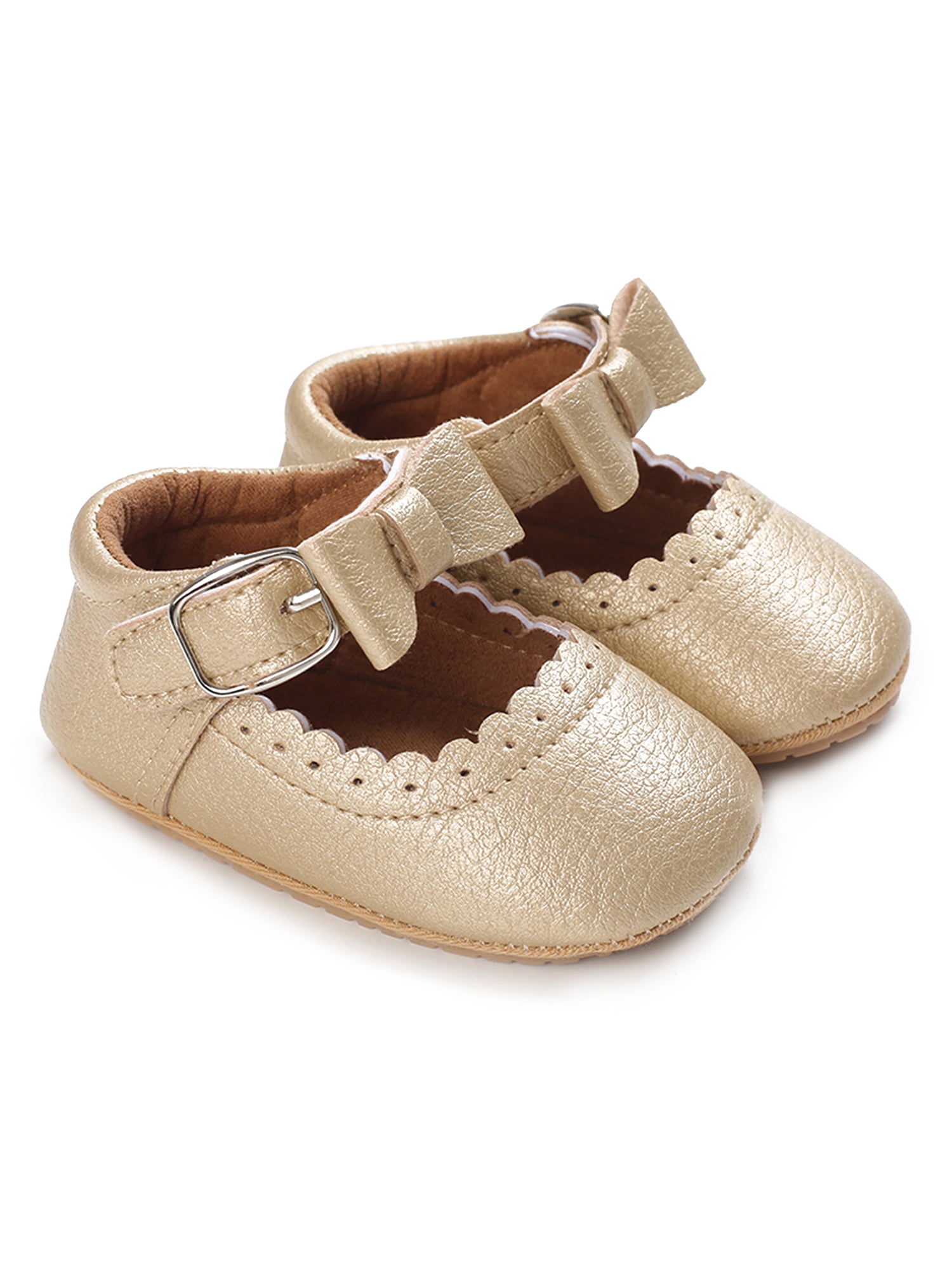Mejale Baby Shoes Soft Sole Leather Moccasins Toddler First Walker Slippers with Sweet Bow
