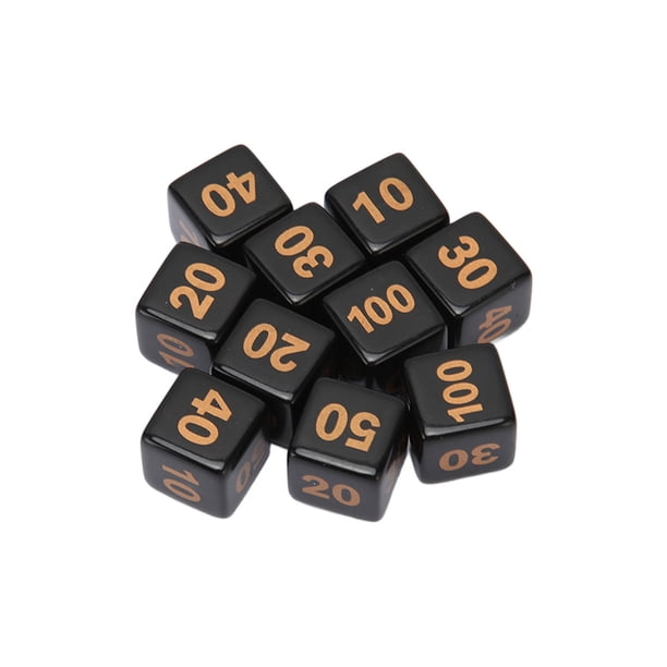 Dados, Juego De Dados Resistentes A Impactos De 6 Caras Y 10 Piezas, Negro Para Escritorio
