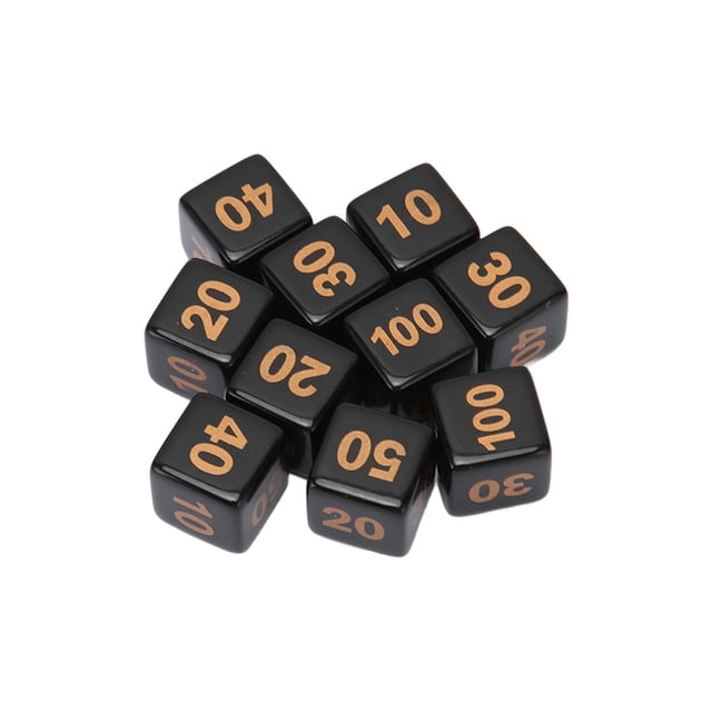 Dados, Juego De Dados Resistentes A Impactos De 6 Caras Y 10 Piezas, Negro Para Escritorio