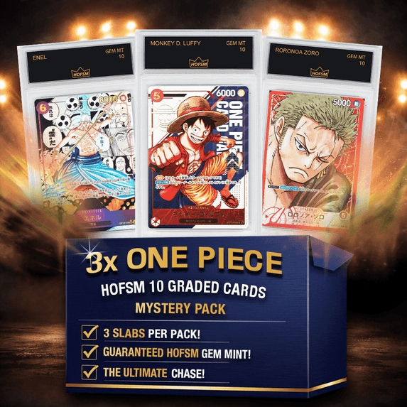 3x One Piece HOFSM 10 Graded Anime Cards Mystery Pack