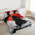 thumbnail image 3 of Homewish Japanese Ukiyo-E Bedding Comforter Set,Raven Samurai Twin Comforter Sets,Black Orange Gray Bedding Set For Adults,Breathable Home Decor Reversible,2pcs, 3 of 8