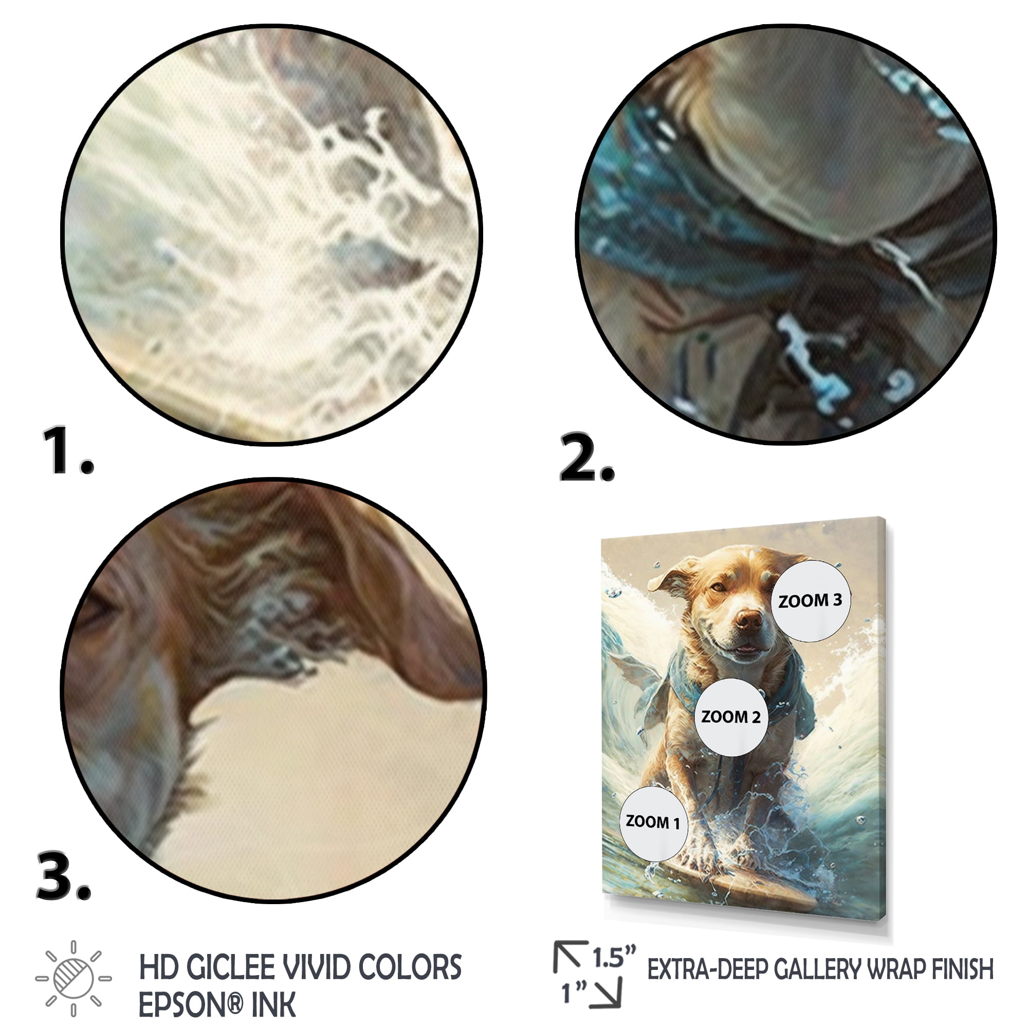 Designart Dog Surfing II Canvas Wall Art