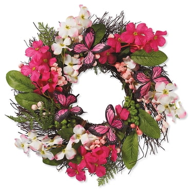 Artificial Lavender Wreath 17" Faux Spring Hanging Lavender Wreath with ...