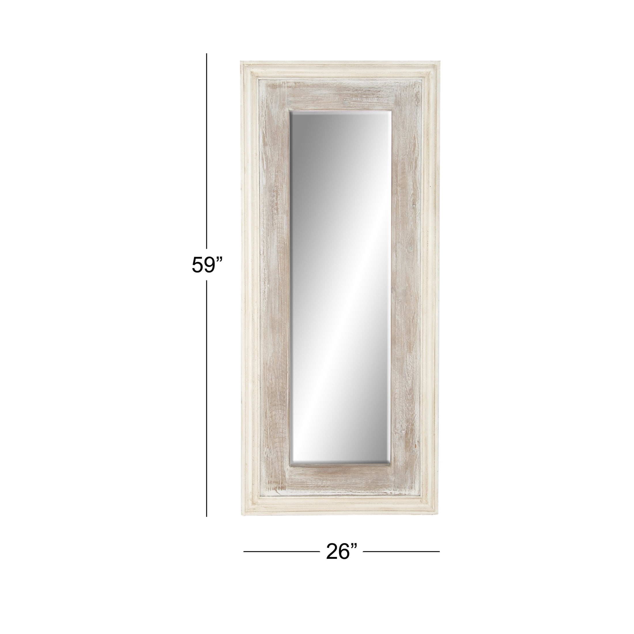 DecMode 26" x 59" White Wall Mirror