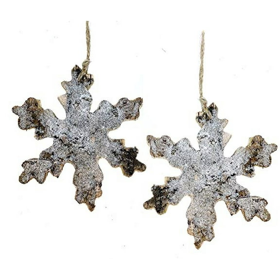 Birch Bark Snowflakes - Set of 2 Christmas Tree Ornaments