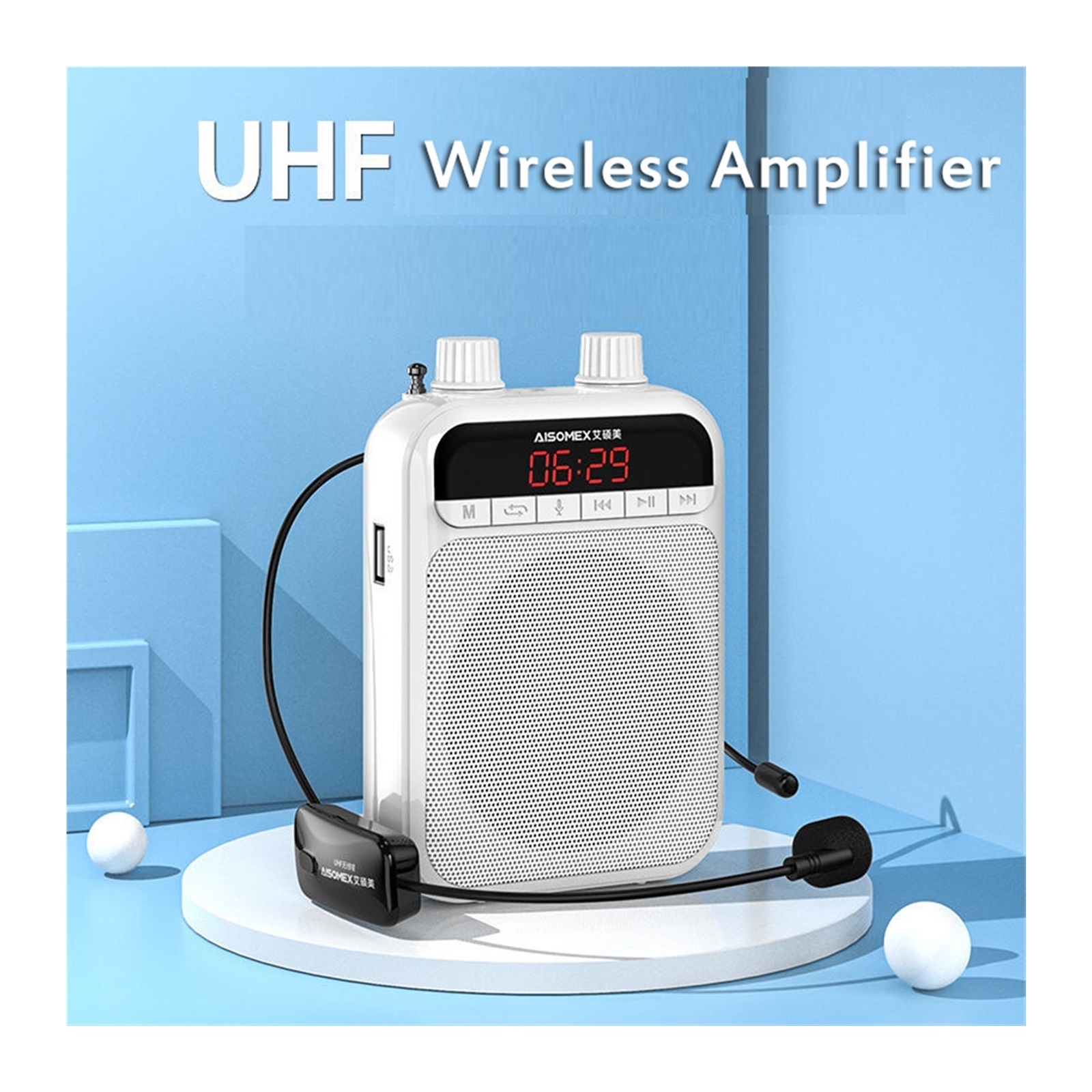 Wireless Megaphone Voice Amplifier Teacher Guide Microphone Speaker 5W Support Blue-tooth TF Card U Disk MP3 Player ,Easy to Operate