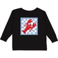 thumbnail image 3 of Inktastic Lobster Checkered Stamp Coastal Girls Long Sleeve Toddler T-Shirt, 3 of 5