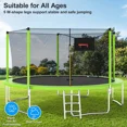 thumbnail image 6 of 14FT Recreational Trampoline with Enclosure Net and Ladder, SEGMART Outdoor Trampoline with Basketball Hoop, Backyard Trampoline, Heavy Duty Round Trampoline for Kids and Adults, 6 of 7