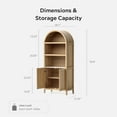 thumbnail image 4 of EYYTHUNG 71" Tall Arched Cabinet Modern Farmhouse 5-Tier Arched Bookcase Storage Display Cabinet with Faux Marble Top, Natural Oak, 4 of 7