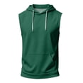 thumbnail image 5 of Men's Sleeveless Hoodie Casual Vintage Washed Muscle Tank Top Workout Gym Loose Fit Drawstring Hooded Shirt Summer Tops,L,Dark Green, 5 of 7