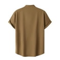 thumbnail image 4 of MIUOWANP Men's Pullover Shirts Short Sleeve Solid Color Stand Collar Button Closure Hawaii T-Shirt Size L(8)Coffee, 4 of 6