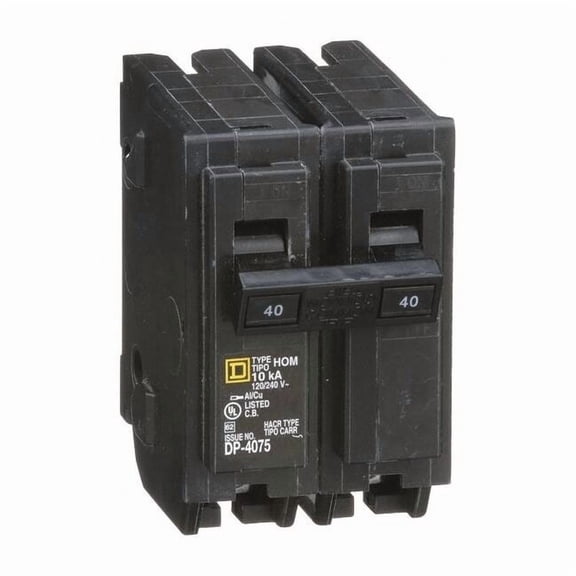 Square D Homeline HOM240 Circuit Breaker 40 Amps 240 Volts 2 Pole Plug in UL Listed