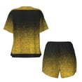 thumbnail image 5 of Picia Gold Glitter Gradient Pajamas Sets for Women Soft Short-Sleeved Pjs with Lounge Shorts Two Piece Sleepwear-Small, 5 of 9