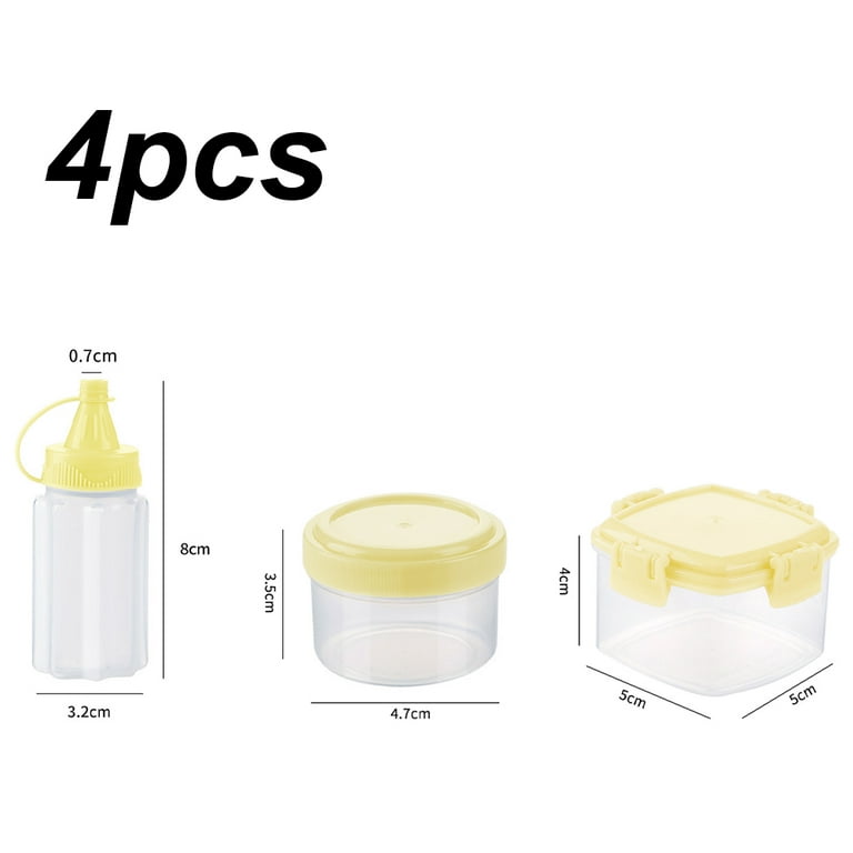 4pcs Plastic Seasoning Container Mini Salad Dressing Container