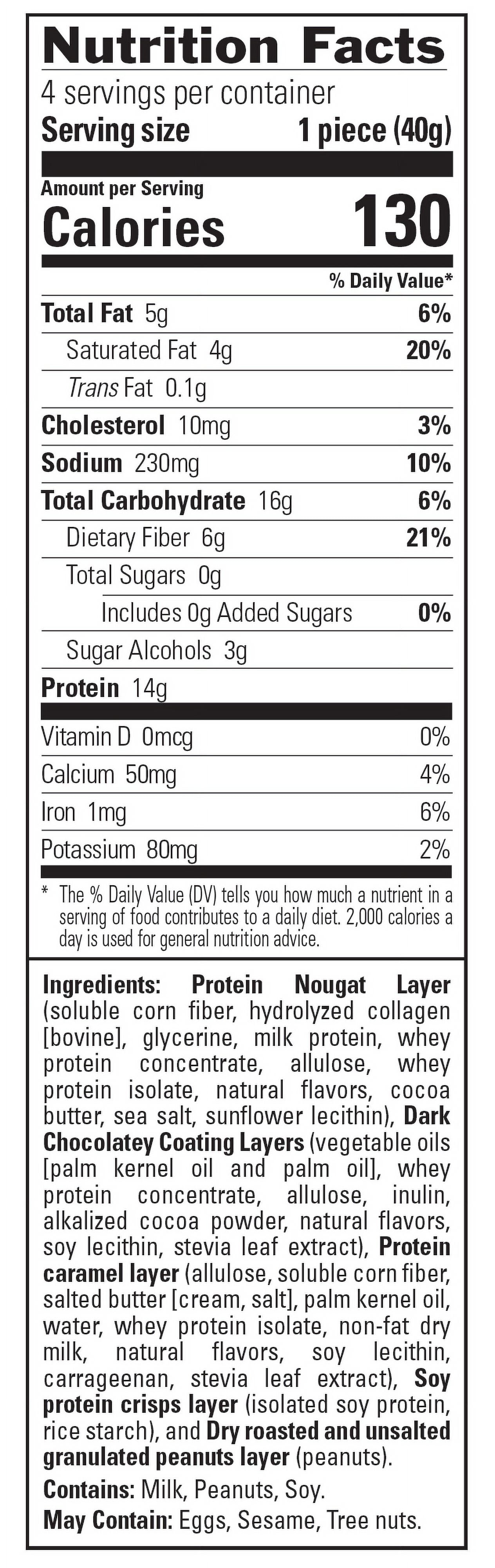 No Sugar Company Metabar Chocolate Caramel And Peanut Butter Flavor Bars, 4 Count, 40 Grams