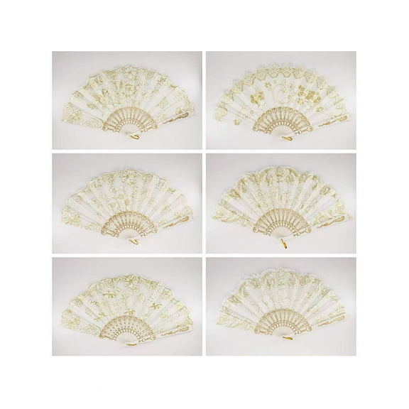 12pc Wholesale Lot Wedding Party Favor Gift Spanish Party Dance Summer White gold glitter Hand Folding Fan
