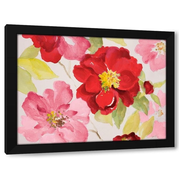Lanie Loreth 14x12 Black Modern Wood Framed Wall Art Titled - Floral Delicate in Pink I