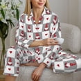 thumbnail image 6 of Picia Gnomes and Hearts Pattern Women’s Long-Sleeve Sleepwear Set - Soft 2-Piece Loungewear with Pockets, Comfy PJs for Relaxing Nights-Medium, 6 of 7