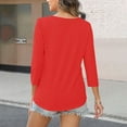 thumbnail image 3 of YODETEY Womens T-Shirts, V-Neck Long Sleeve Shirts for Ladies,Pleated Blouses for Women Dressy Casual Long Sleeve Shirts Fall Tunic Tops, Red,Women's Plus XL, 3 of 4