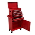 thumbnail image 3 of 5 Drawer Rolling Tool Chest,Metal Tool Storage Cabinet with Detachable Top,Sliding Drawers,Lockable Wheels and Lock-System,Tool Cart Organizer for Garage Workshop,Red, 3 of 6