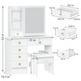 thumbnail image 3 of Yedigre Vanity Desk with Sliding Mirror and Lights,Bedroom Dressing Table,Makeup Table with Drawers & Shelves,Hidden Storage Space, 3 of 8
