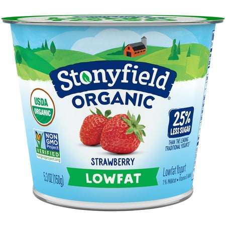 Stonyfield Smooth & Creamy Organic Low-Fat Strawberry Yogurt, 6 Oz.
