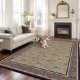 thumbnail image 2 of Large Area Rugs for Living Room Bedroom, Boho Floral 6'x9' Rug Washable Carpet Runner Indoor Outdoor, Vintage Flowers Abstract Art Ethic Tribe Non Slip Floor Mats Rug for Kitchen, Playroom, 2 of 8