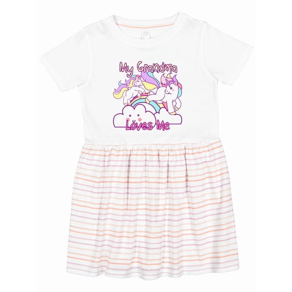 Inktastic My Grandma Loves Me Unicorn Girls Toddler Dress
