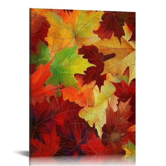 Patifu Leaves Autumn Colors Canvas Wall Art For Home Office Decor 12x16 in