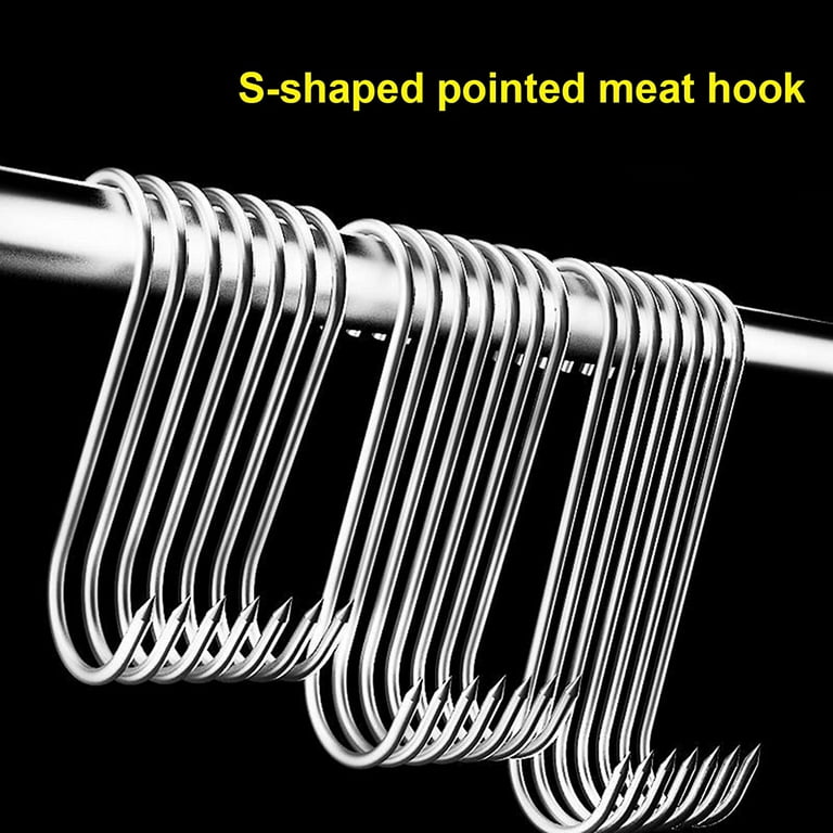 10Pcs Meat Hooks Heavy Duty Stainless Steel Butcher Hooks for Hanging Beef,  S Hooks S Shaped Hanging Hooks for Smoking, Ham Roast Duck Meat BBQ Grill  Kitchen Utensils 13cm 