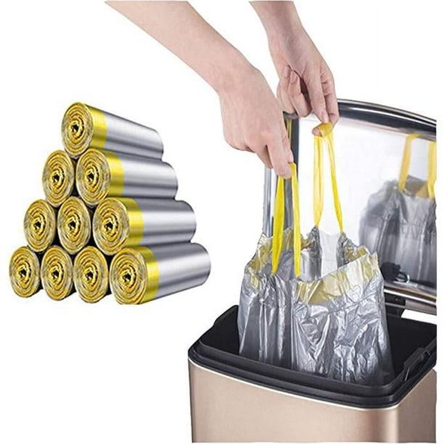 ZHAOCHENG Bolsa de basura fácil de usar y limpiar, ideal para cocina y para interiores. Capacidad: 12-15 litros. Color: plateado. 150 bolsas.