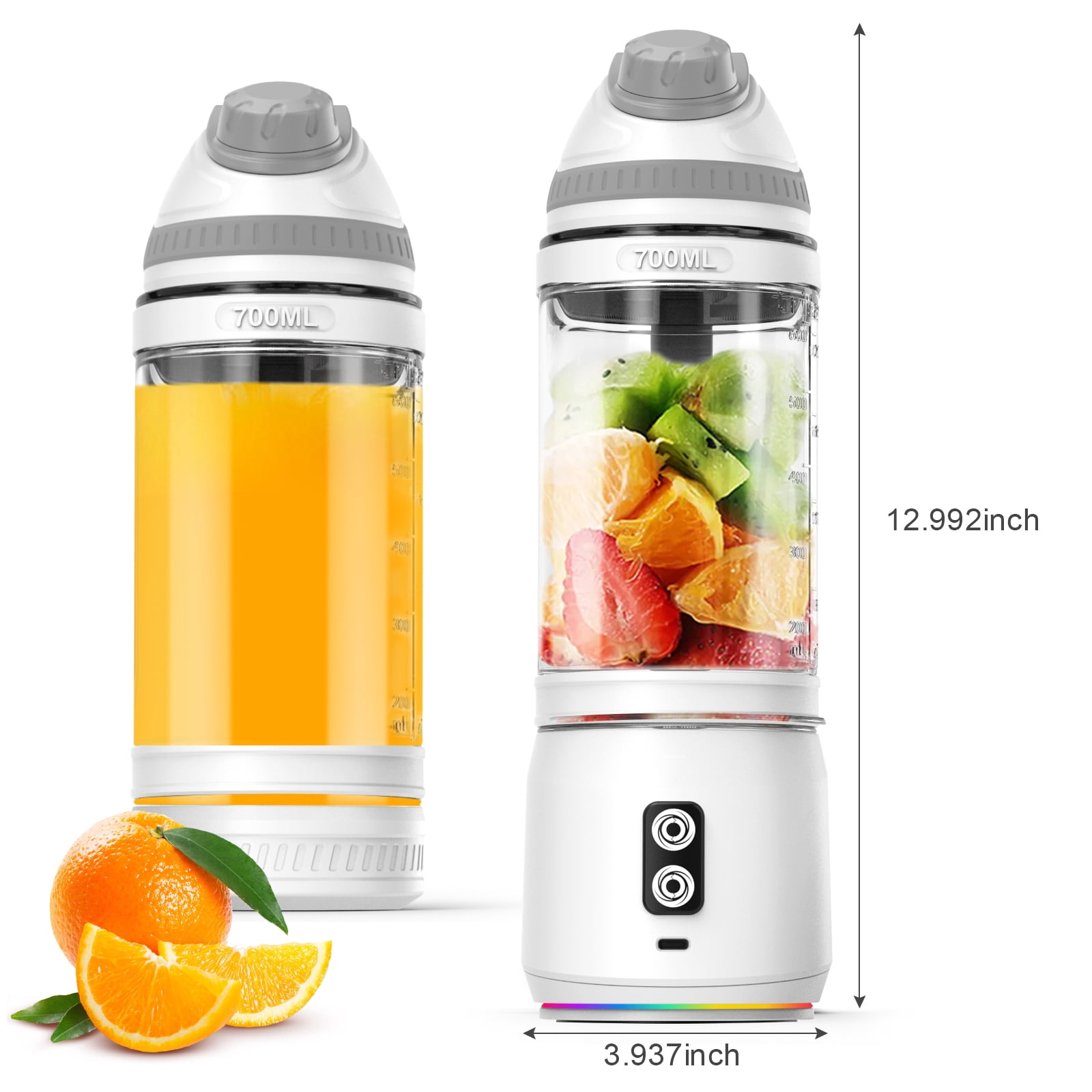 Portable Blender,Fimilo Personal Blender 240 Watt for Shakes and Smoothies with 6 Metal Blades, 24 oz Mini Blender Cup with Travel Lid and USB Rechargeable for Office, Gym, Kitchen (Gray)