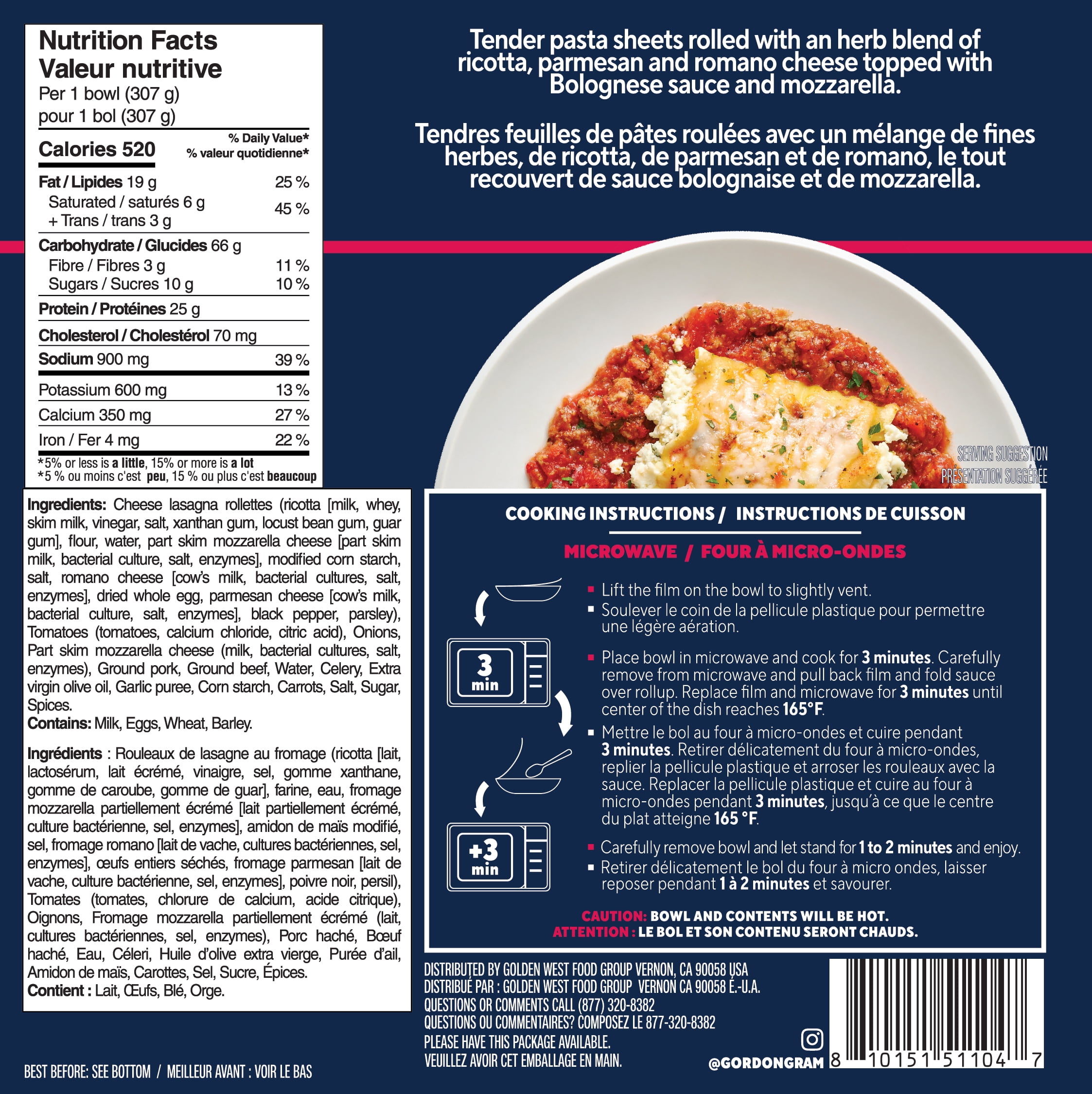 By Chef Ramsay Lasagna with Bolognese Meat Sauce, 307 g