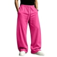 thumbnail image 2 of Resicozy Men's Lightweight Sweatpants Baggy Straight Wide Leg Drawstring Lounge Athletic Pants with Pockets Hot Pink 2XL, 2 of 7