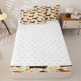 thumbnail image 4 of Manfei Kawaii Scarf Puppy Zipper Twin Comforter Sets with Fitted Sheet and 2 Pillowcases, Garden Floral Zipper Bedding Set, Brown Cream, Reversible, 4-Piece, 4 of 7