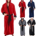 thumbnail image 2 of ZHaobin Hooded Bathrobe Super Soft Fluffy Men'S Hooded Bathrobe with Adjustable Belt Highly Absorbent Solid Color Design (Blue Black,M), 2 of 7